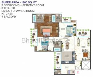 3 BHK+SQ Apartment/Flat for rent in Dwarka